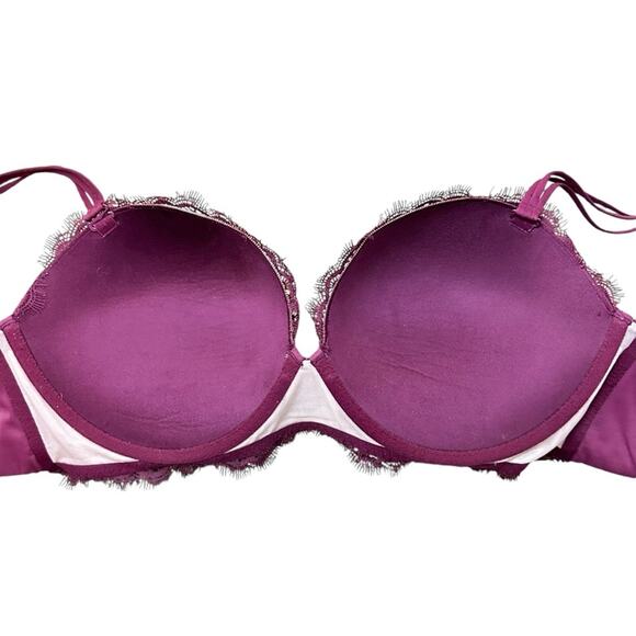 Victoria’s Secret Very Sexy Add 2 Cups Lace Padded Push Up Bra Burgundy Sz 36DD - Picture 4 of 6